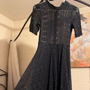 Black long lace dress
